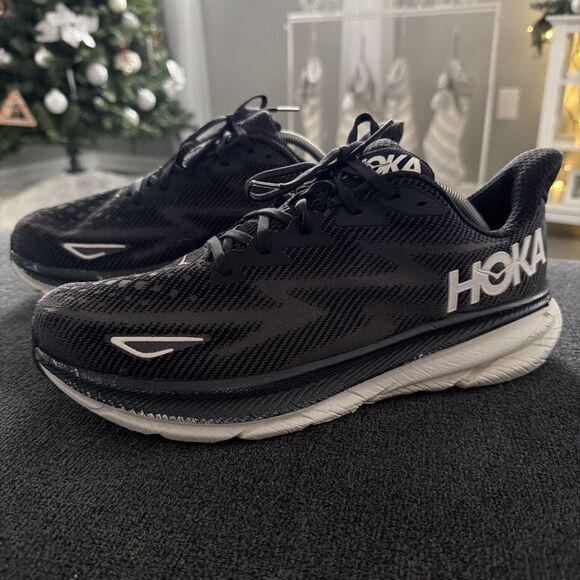 Hoka Clifton 9 Sneakers Mens Black Athletic Shoes Size 12 - Picture 1 of 7